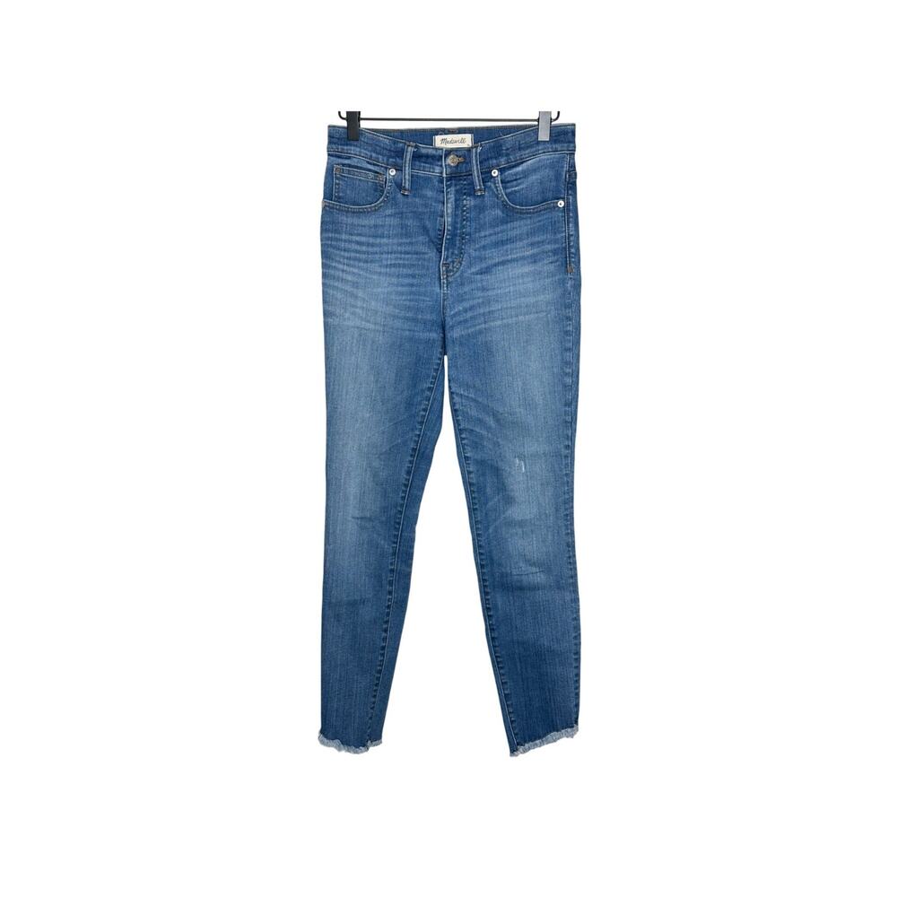 Madewell 10 High Rise Skinny Jeans 27 Blue Raw Hem Stretch Denim Pants MA645